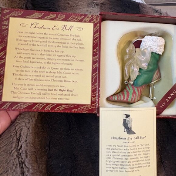 NIB Just the Right Shoe Christmas Eve Ball Boot 1st Annual #25220 Raine 2001 COA - Picture 1 of 11